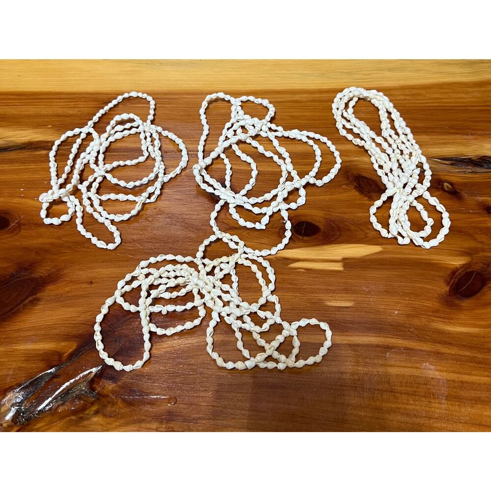 Vtg Lot 4 Hawaiian White Nassa Dove Tail Shell Lei‎ Necklaces Long Beach Aloha